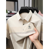 夏季新款男士短袖polo衫条纹拼色时尚休闲上衣翻领男装薄款T恤潮