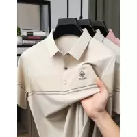 夏季新款男士短袖polo衫条纹拼色时尚休闲上衣翻领男装薄款T恤潮