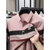 夏季新款男士短袖翻领时尚条纹polo衫韩版时尚潮流中青年T恤上衣