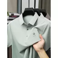 夏季男士T恤冰丝中年男式短袖上衣有领爸爸装POLO衫宽松男装T恤潮