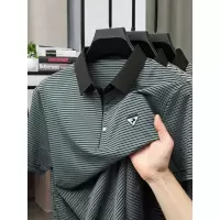 夏季男士短袖polo衫冰丝新款中年休闲宽松有领半袖薄款T恤男