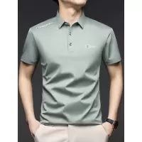 短袖T恤男士夏季商务休闲polo衫弹力清爽透气有领上衣含蚕丝亚麻