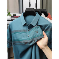 简约短袖男士冰丝Polo衫夏装中年时尚休闲含桑蚕丝薄款T恤潮