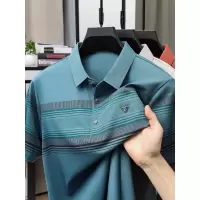 简约短袖男士冰丝Polo衫夏装中年时尚休闲含桑蚕丝薄款T恤潮