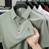 高品质短袖POLO衫男士夏季翻领纯色冰丝透气T恤中年夏天上衣