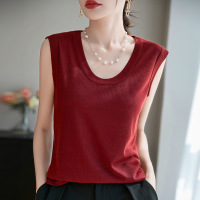2025年夏季新款天丝莱赛尔无袖针织背心女纯色薄款套头打底衫上衣