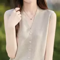 25年新款春季无袖冰丝开衫坎肩气质v领马甲时尚针织背心