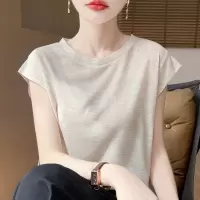 圆领短袖薄款韩版T恤显瘦夏季百搭打底衫小飞袖软糯上衣包袖半袖