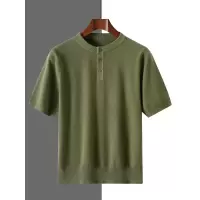 春夏男亨利领短袖毛线衣加肥大码宽松休闲胖子套头打底衫T恤