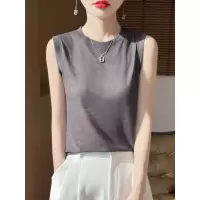 极简风感时尚女士精纺薄款背心春夏新款圆领套头针织内搭吊带