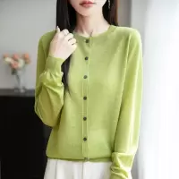 防晒外套女薄款竹节麻圆领开衫女长袖针织开衫外搭上衣防晒外套女