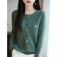 2025年新款 安迪绒彩扣M标圆领开衫女百搭毛衣针织外套上衣女