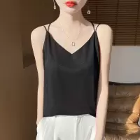 2025年春夏新款针织双肩带吊带背心后背交叉纯色无袖西装内搭上衣