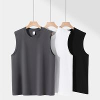 220g纯色棉无袖背心T恤宽松休闲运动健身坎肩打底衫棉汗衫