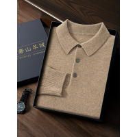 男士山羊绒衫衬衫领秋冬新款Polo领针织打底衫羊绒男毛衣