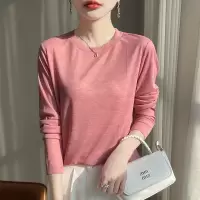 莱赛尔面料2025春夏女装时尚修身打底衫长袖气质百搭薄款上衣T恤