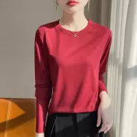 莱赛尔面料2025春夏女装时尚修身打底衫长袖气质百搭薄款上衣T恤