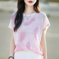 设计感竹节麻冰丝短袖T恤女夏季新款大码胖MM宽松遮肚子减龄上衣