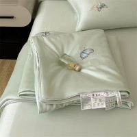 夏季莱赛尔兰精天丝夏被四件套纯色刺绣空调夏凉被冰丝凉感薄被子