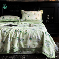 美式轻奢高级感天丝夏被夏凉被薄被子套件数码印花夏被四件套
