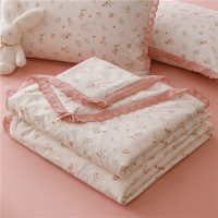 韩式全棉夏凉被空调被100%纯棉花边夏被四件套可机洗春夏季薄被子