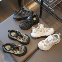 儿童榴莲运动鞋厚底2025新款男女童旋钮轮胎老爹鞋网面轻便跑步鞋