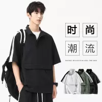 夏季冰感潮短袖T恤男士宽松百搭青春流行男大码潮牌衬衫男T恤短袖