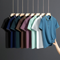 夏季新款冰丝T恤男休闲青年纯色透气短袖Polo衫男士翻领商务男装