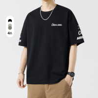 夏季新款男士韩版圆领字母印花潮流短袖T恤网红同款有型大码上衣t