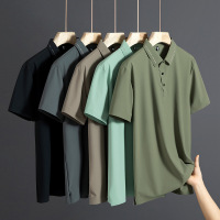 夏季新款短袖T恤男潮流翻领无痕冰丝POLO衫休闲青年简约上衣男装