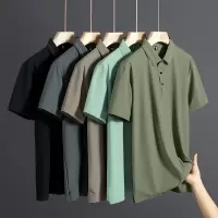夏季新款短袖T恤男潮流翻领无痕冰丝POLO衫休闲青年简约上衣男装