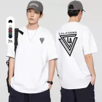 夏季新款短袖纯棉情侣重磅T恤男宽松美式休闲百搭圆领印花T恤男装