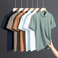 夏季新款透气纯色翻领短袖无痕冰丝POLO衫休闲百搭商务T恤上衣男