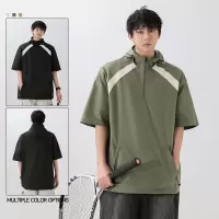 夏季男装新款工装短袖户外T恤连帽衫宽松短袖休闲百搭T恤速干男生