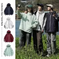情侣山系户外夏季UPF50+防晒衣男女同款透气宽松连帽皮肤衣男外套