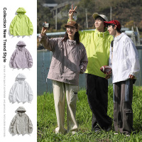 情侣户外山系夏季新款透气防晒衣男女宽松防紫外皮肤衣男连帽外套