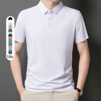男装夏季新款无痕冰丝短袖T恤男polo衫男士商务休闲翻领纯色上衣