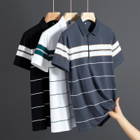 男装夏季新款潮流T恤男条纹情侣休闲百搭短袖翻领polo衫时尚男T恤
