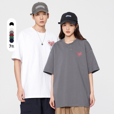 男装夏季新款短袖T恤情侣宽松圆领时尚印花休闲套头青少年打底衫