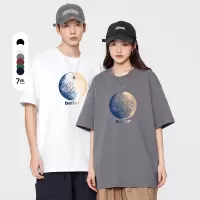 男装夏季新款重磅纯棉打底衫男女同款短袖T恤男新款圆领印花体恤