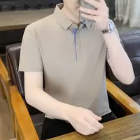 男装夏季短袖POLO衫冰丝无痕商务翻领纯色简约男短袖T恤上衣男士