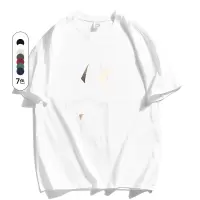 男装夏季美式纯棉短袖T恤男猫咪光影印花休闲打底衫宽松男士体恤