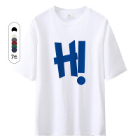 男装夏日趣味印花字母短袖T恤男百搭宽松百搭五分袖情侣T恤男夏季