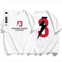 男装闪电印花T恤短袖男夏季美式半袖潮流高中生青少年五分袖T恤男