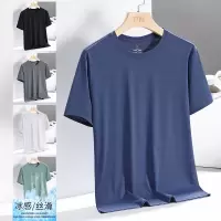 短袖冰丝透气速干T恤男士夏季新款男装运动t体恤纯色青年打底衫衣