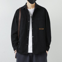 衬衫男士春秋季薄款港风日系长袖男装衬衣宽松开衫外套百搭休闲潮