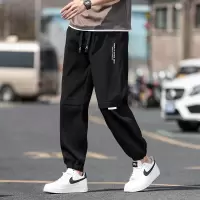 夏季新款男士韩版松紧宽松工装裤潮字母印花车标网红同款百搭裤子