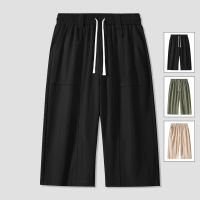 夏季冰丝七分裤男士新款港风宽松潮牌冰感运动休闲百搭直筒短裤男