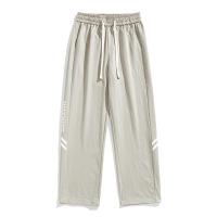 夏季新款休闲裤男士宽松休闲直筒运动垂感阔腿长裤子抽绳百搭男裤