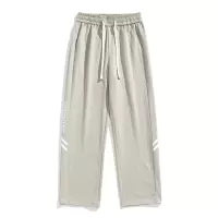 夏季新款休闲裤男士宽松休闲直筒运动垂感阔腿长裤子抽绳百搭男裤